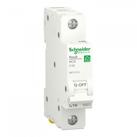 Автоматичний вимикач Schneider Electric Resi9, 1P, C-16A, 6kA (R9F12116)