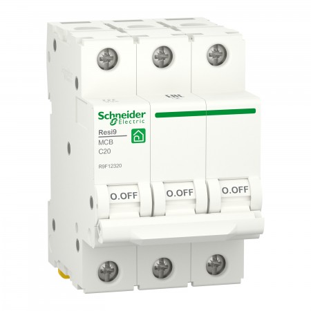 Автоматичний вимикач Schneider Electric Resi9, 3P, C-20A, 6kA (R9F12320)