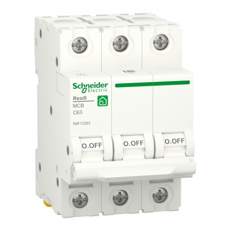 Автоматичний вимикач Schneider Electric Resi9, 3P, C-63A, 6kA (R9F12363)